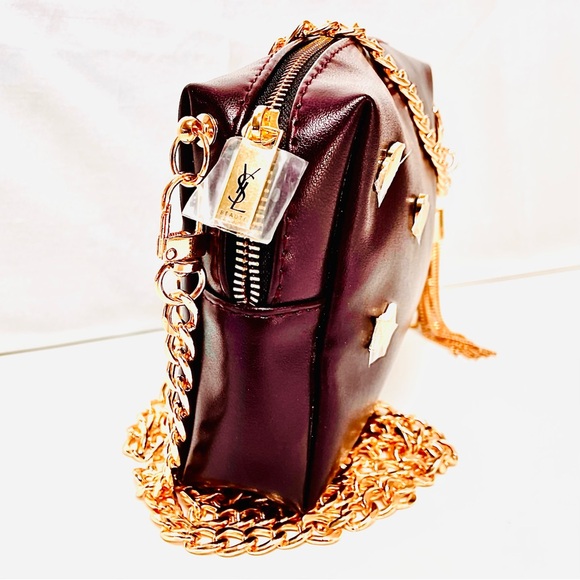 NWOT YSL Crossbody Gold Chain Small Bag With Gold Accents & Tassel Charm/Keyring - Picture 4 of 9